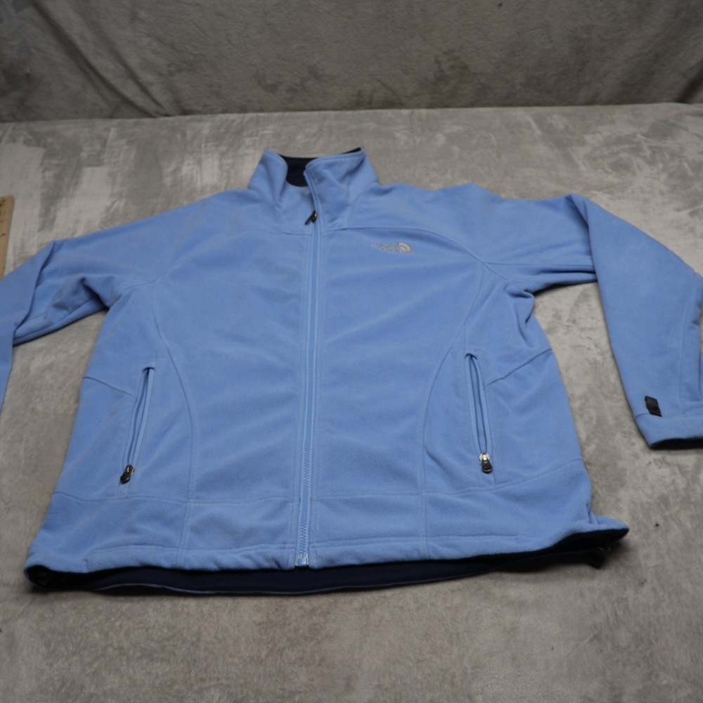 North Face Jacket Womens XL Blue Fleece Full Zip Mock Neck TKA 7 Outdoor Hiking